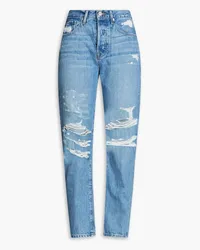 Frame Denim Le Original distressed high-rise straight-leg jeans - Blue Blue