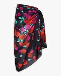 Magda Butrym Floral-print cotton-voile pareo - Black Black