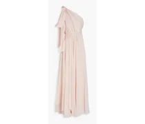 Altheda one-shoulder bow-embellished crepon gown - Pink