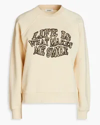 Sandro Appliquéd cotton-blend fleece sweatshirt - Neutral Neutral