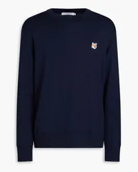 Kitsuné Appliquéd wool sweater - Blue Blue