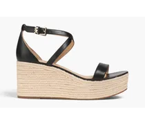 Serena leather wedge espadrille sandals - Black
