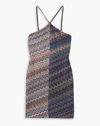 Missoni Metallic striped crochet-knit mini dress - Metallic Metallic