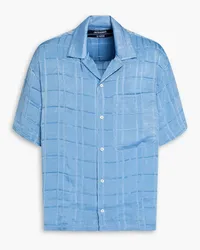 Jacquemus Jean checked washed-satin shirt - Blue Blue