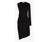 Skyler one-sleeve asymmetric crepe midi dress - Black