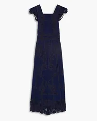 Valentino Garavani Open-back embroidered denim maxi dress - Blue Blue