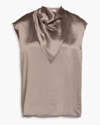 tibi Draped satin-crepe top - Gray Gray