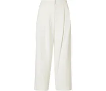 Pleated stretch-cady culottes - White