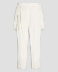 Brunello Cucinelli Bead-embellished woven tapered pants - White White