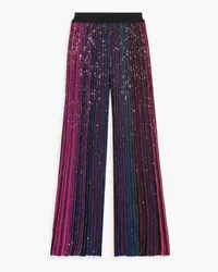 Missoni Sequin-embellished striped ribbed-knit wide-leg pants - Pink Pink