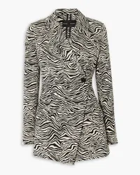 Proenza Schouler Asymmetric zebra-jacquard stretch cotton-blend blazer - Animal print Animal