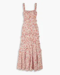 Saloni Chandra ruffled floral-print fil coupé silk-blend georgette maxi dress - Pink Pink