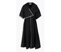 Paneled cotton-poplin midi dress - Black