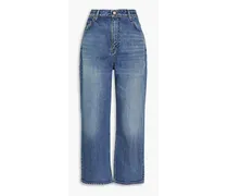 Cropped faded straight-leg jeans - Blue