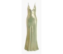 Metallic silk-satin crepe maxi slip dress - Green