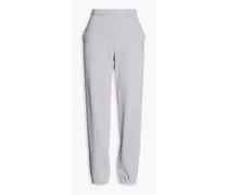 Jeantelle logo-print organic cotton-fleece track pants - Gray
