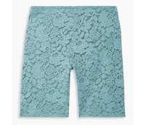Isla cotton-blend corded lace shorts - Blue