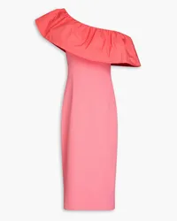 Rebecca Vallance Brittany one-shoulder taffeta-paneled crepe midi dress - Pink Pink