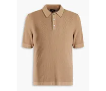 Ribbed cotton polo shirt - Brown