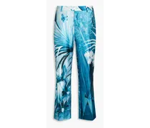 Tartaro floral-print cotton and silk-blend satin tapered pants - Blue