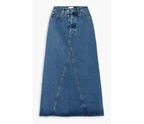 Appliquéd organic denim maxi skirt - Blue