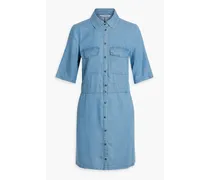 Finley Lyocell-chambray mini shirt dress - Blue