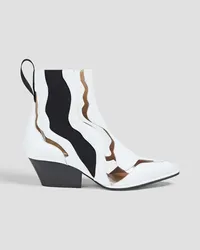 Sergio Rossi PVC-trimmed leather ankle boots - White White