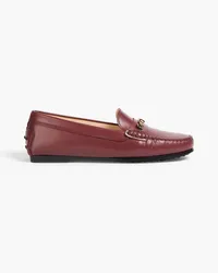 TOD'S Embellished leather loafers - Burgundy Burgundy