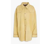 Whipstitched suede shirt - Yellow