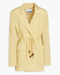 Ganni Bead-embellished crinkled shell blazer - Yellow Yellow