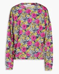 RHODE Thera floral-print cotton-fleece sweatshirt - Blue Blue