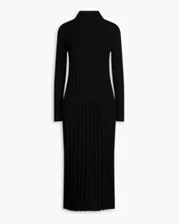 N.Peal Ribbed cashmere turtleneck midi dress - Black Black