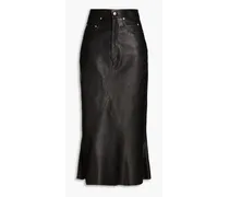 Pebbled-leather midi skirt - Black