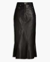 Rick Owens Pebbled-leather midi skirt - Black Black