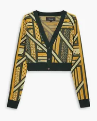 AHLUWALIA Ayo cropped intarsia-knit cardigan - Yellow Yellow