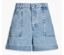 Studded faded denim shorts - Blue