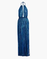 Missoni Metallic crochet-knit halterneck maxi dress - Blue Blue