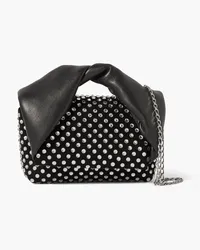 J.W.Anderson Twister crystal-embellished suede and leather shoulder bag - Black Black