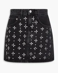 Maje Crystal-embellished denim mini skirt - Black Black