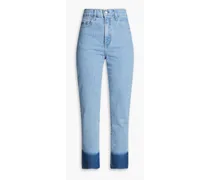 Frankie cropped two-tone high-rise slim-leg jeans - Blue