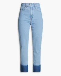 Nobody Denim Frankie cropped two-tone high-rise slim-leg jeans - Blue Blue