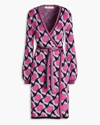 Diane von Furstenberg Alexio metallic jacquard-knit wrap dress - Purple Purple