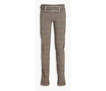 Alectro crepe-paneled Prince of Wales checked jersey skinny pants - Neutral