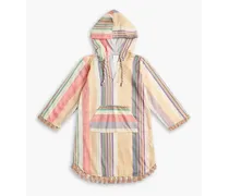 Kids Mae striped cotton hooded coverup - Orange