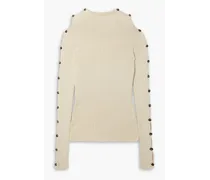 Ribbed cotton-blend turtleneck sweater - Neutral