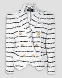 Balmain Double-breasted striped bouclé blazer - White White