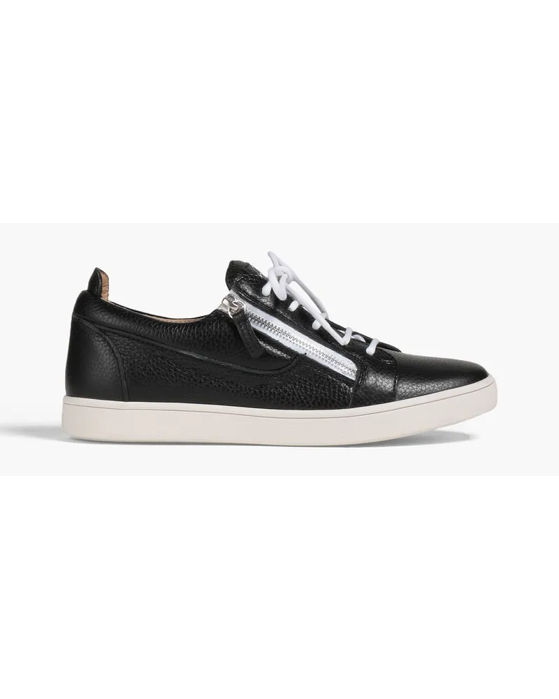 Giuseppe Zanotti Brek zip-detailed pebbled-leather sneakers - Black Black