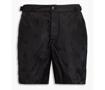Mid-length jacquard swim shorts - Black