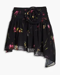 ROTATE Birger Christensen Asymmetric floral-print chiffon mini skirt - Black Black