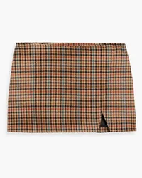 A.L.C. Rylee wrap-effect houndstooth wool-blend tweed mini skirt - Brown Brown